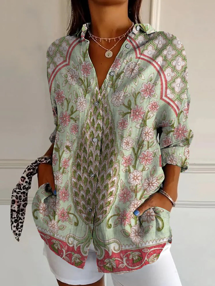 Retro Floral Art Print Shirt