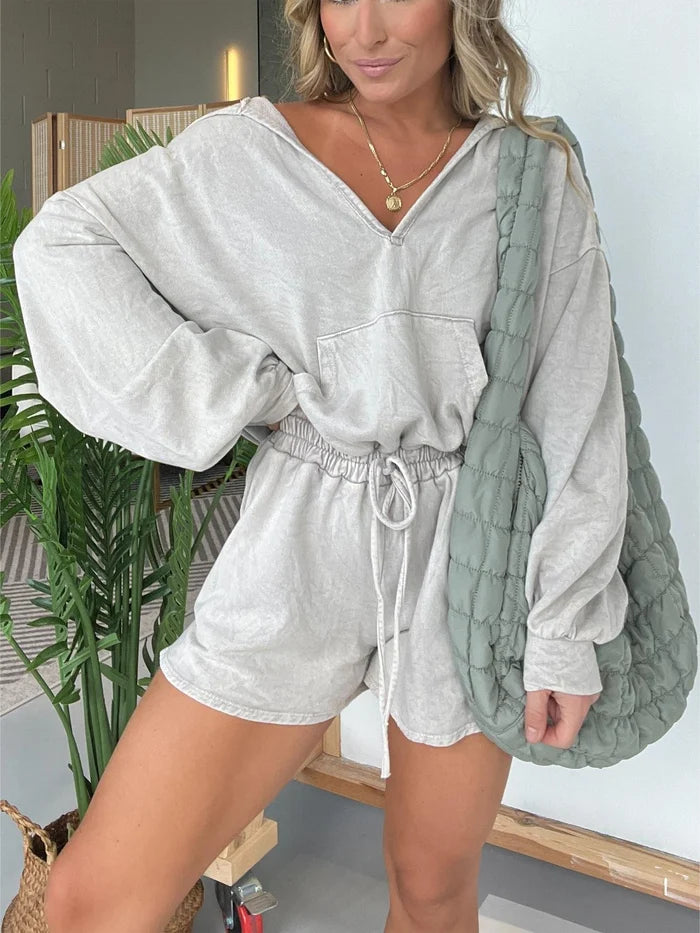 Washed Hooded Romper