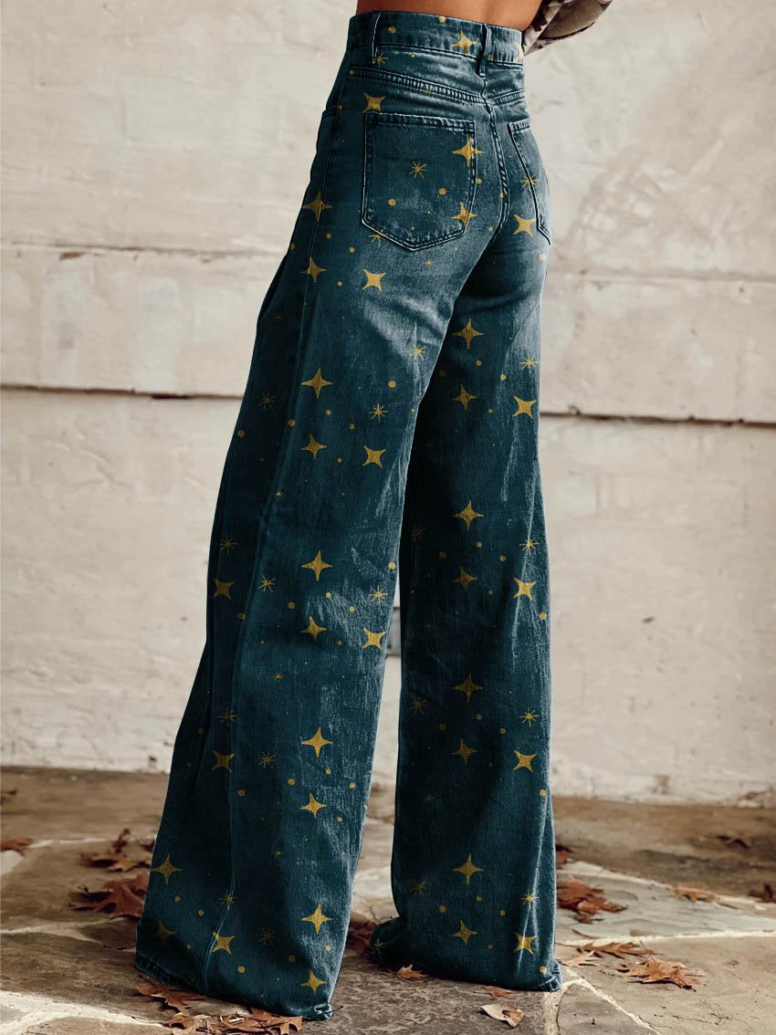 Starry Casual Wide-Leg Trousers