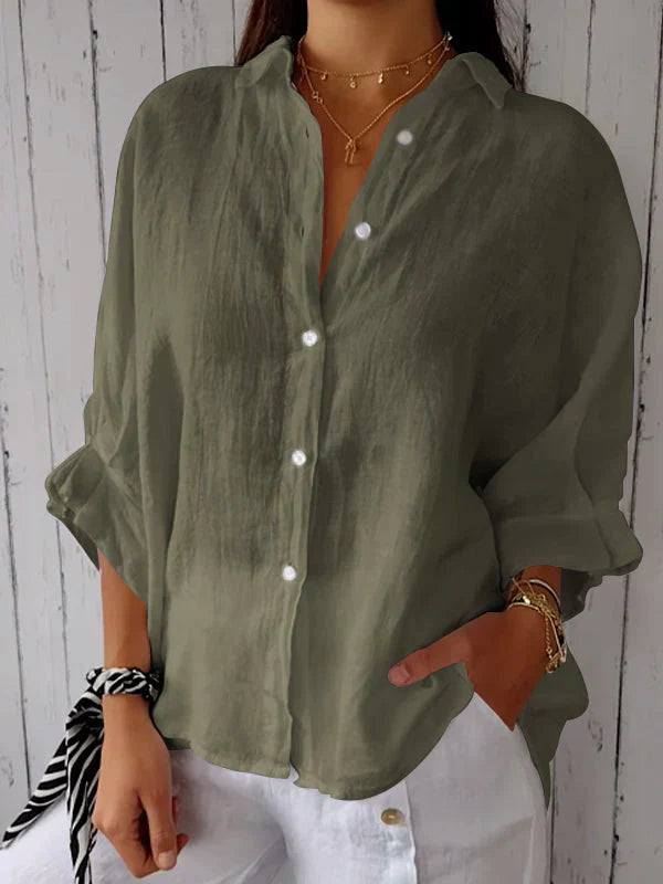 Relaxed Fit Button-Down Top