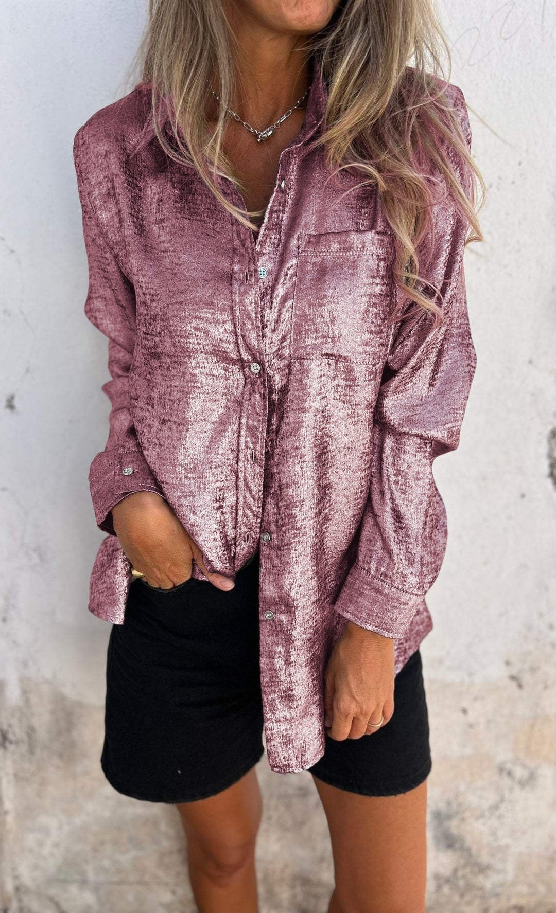 Susan Shimmering Lapel Shirt