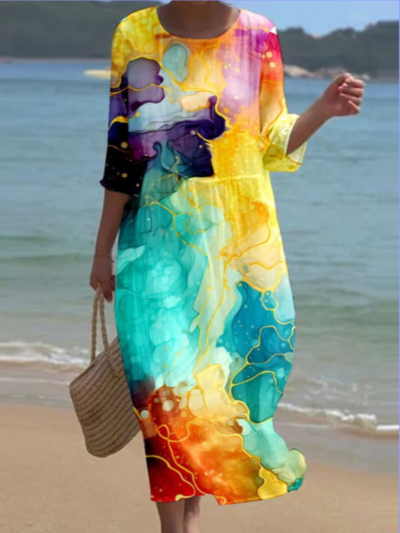 Watercolor Splash Maxi Dress