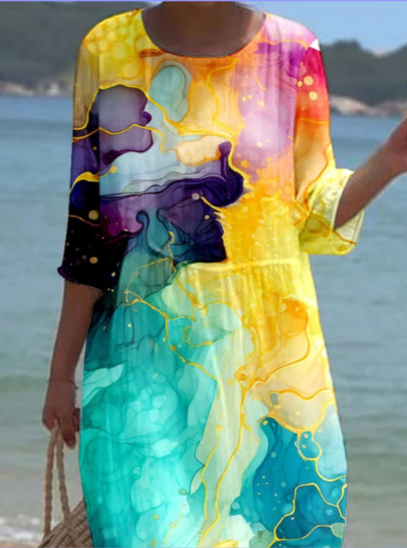 Watercolor Splash Maxi Dress