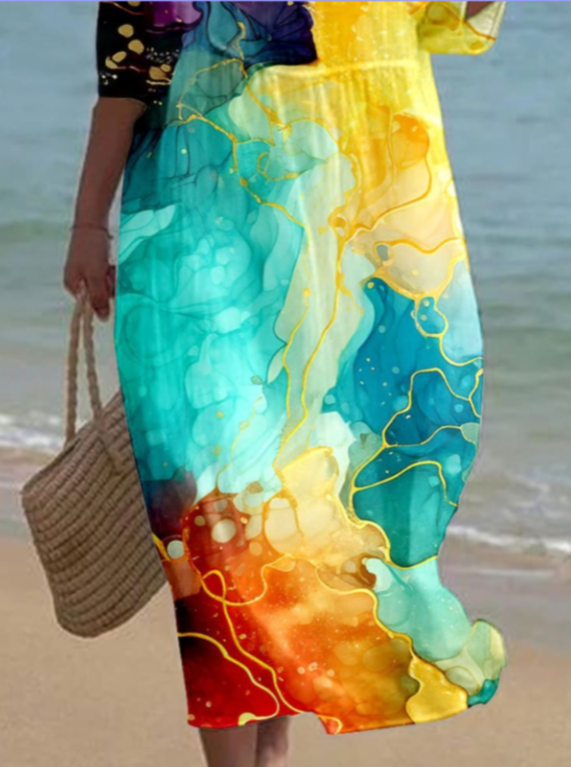 Watercolor Splash Maxi Dress