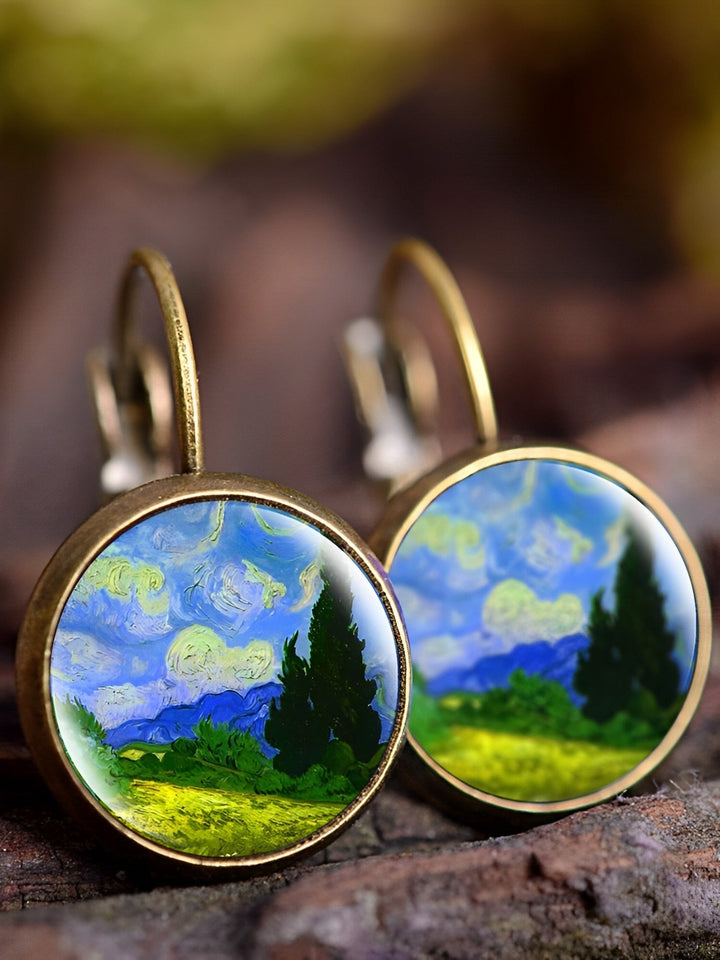 Vintage Oil Painting Earrings003