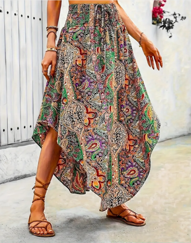 Paisley Drawstring Waist Skirt