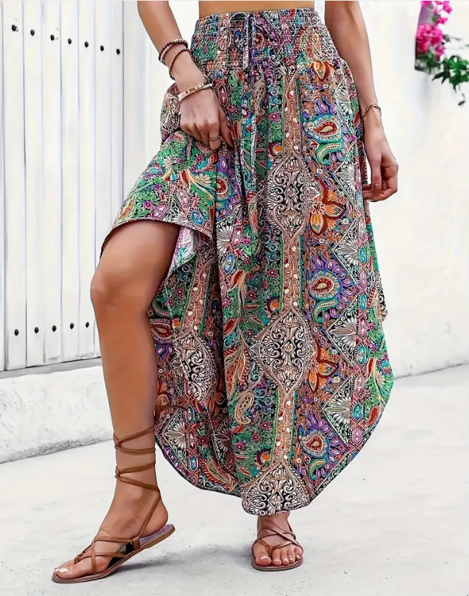 Paisley Drawstring Waist Skirt