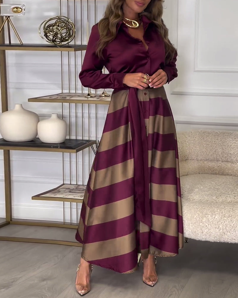 Glamourous Striped Dress with Belt_Purple02