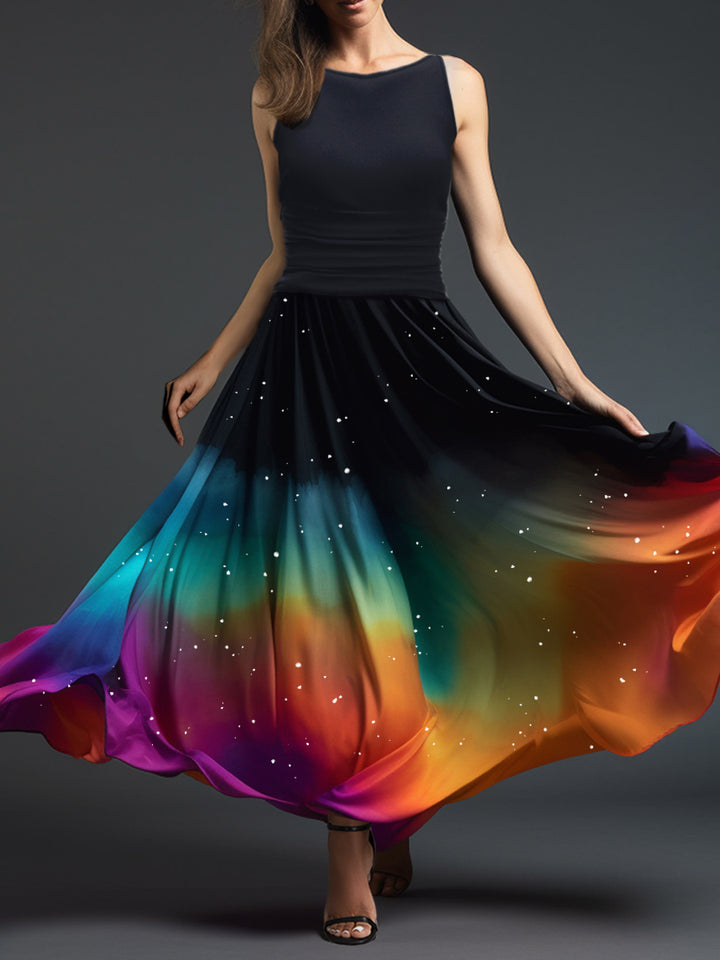 Vivid Rainbow Flare Dress