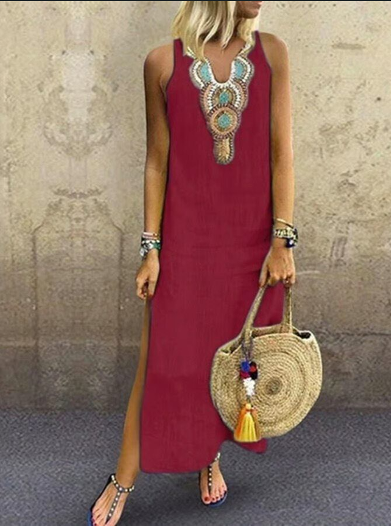 V-Neck Breeze Sleeveless Dress