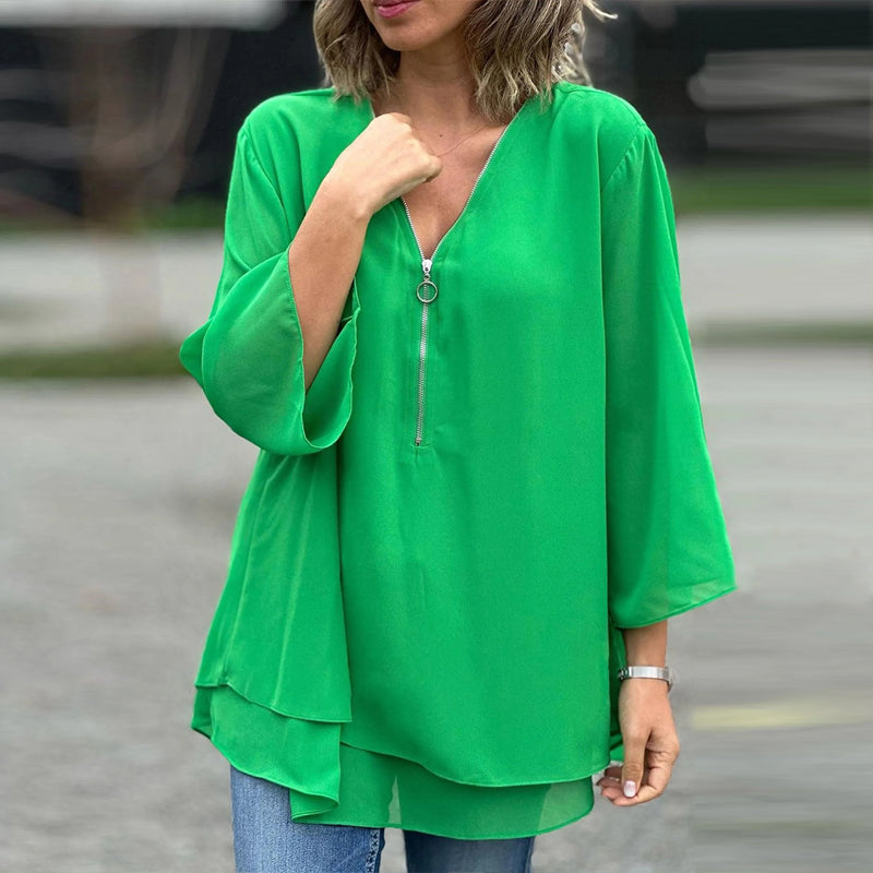 Chiffon Top with Zipper