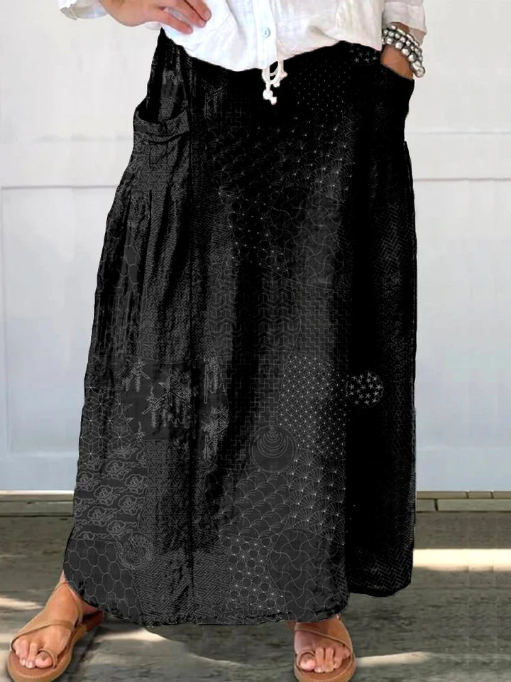 Sashiko Inspired Pocket Skirt