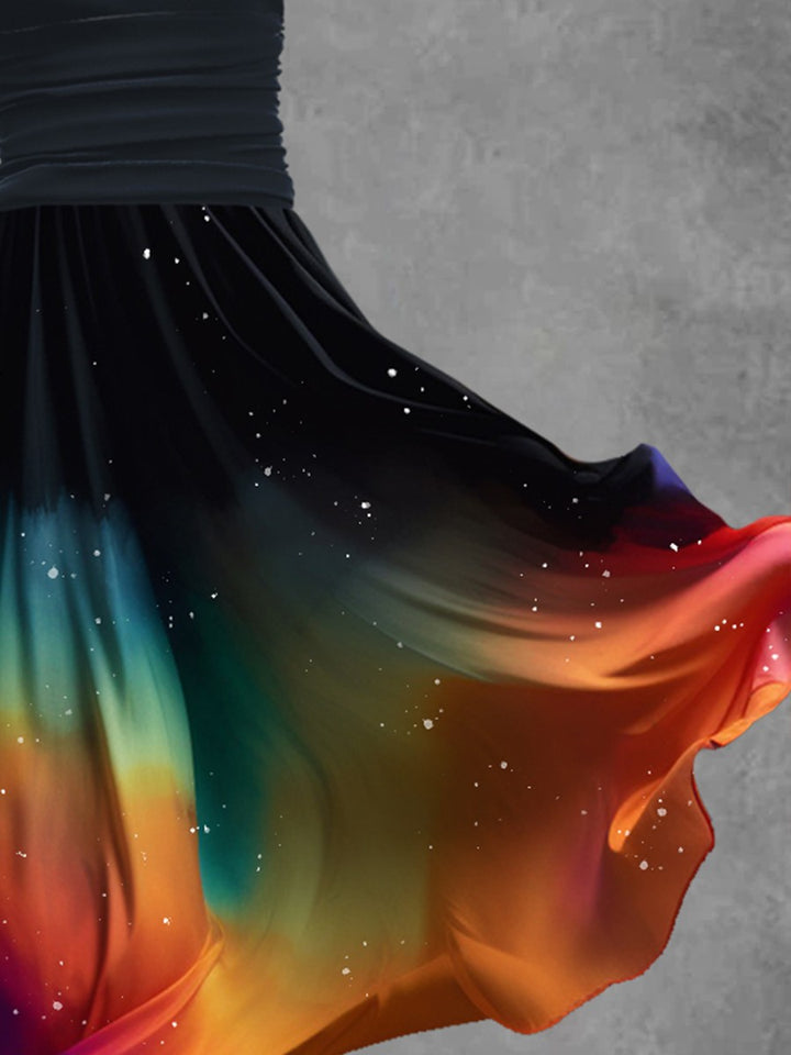 Vivid Rainbow Flare Dress