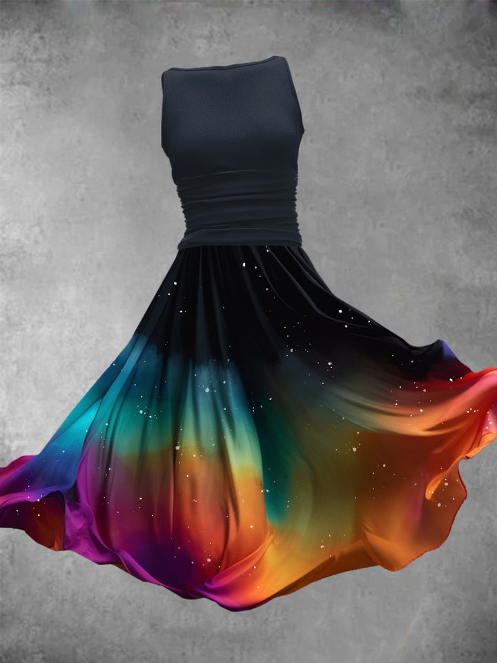 Vivid Rainbow Flare Dress