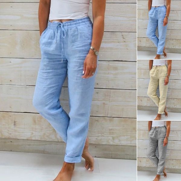 Comfy Elastic Waist Linen Pants