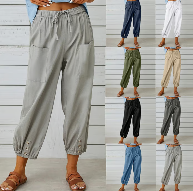 Casual Buttoned Trousers