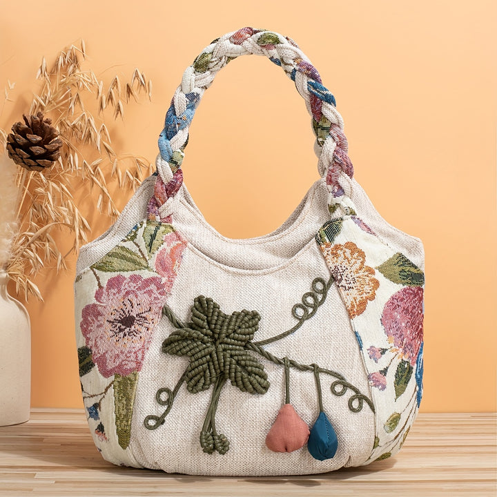 Woven Floral Handbag