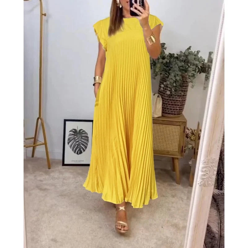 Classic Pleated Maxi Dress