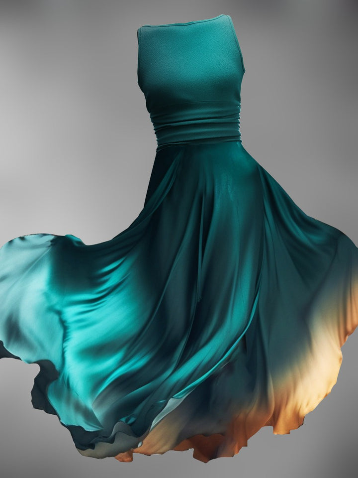 Teal Ombre Flowing Gown