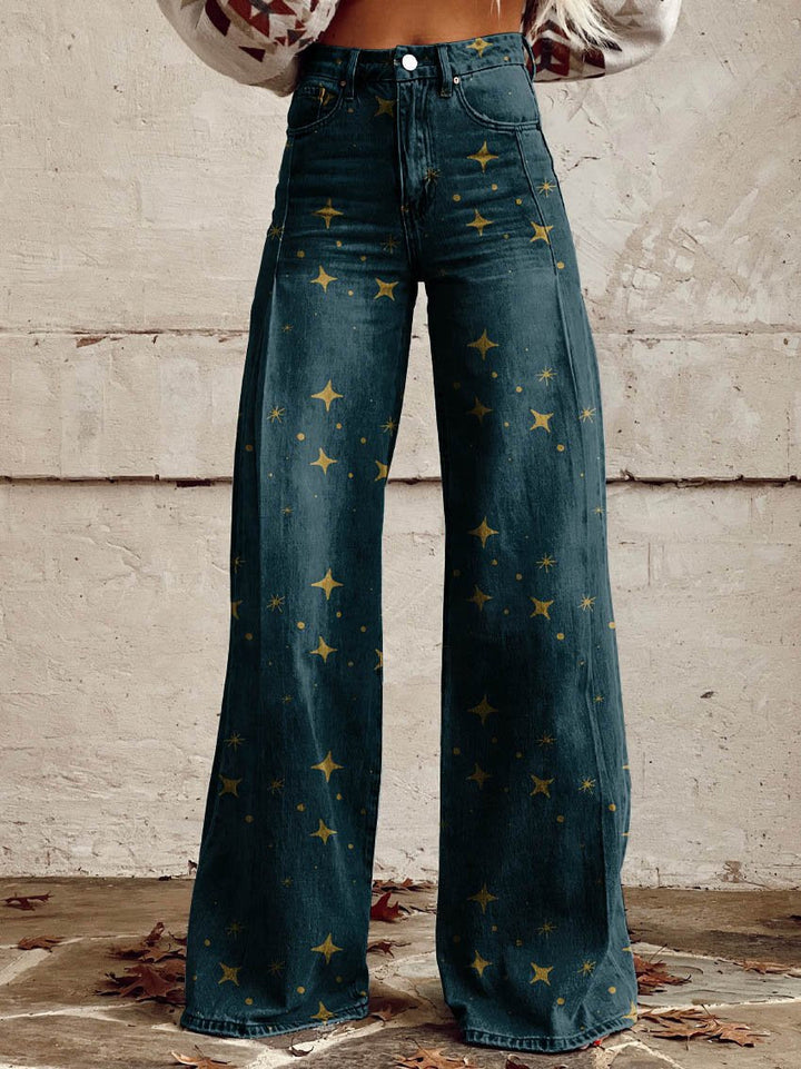 Starry Casual Wide-Leg Trousers