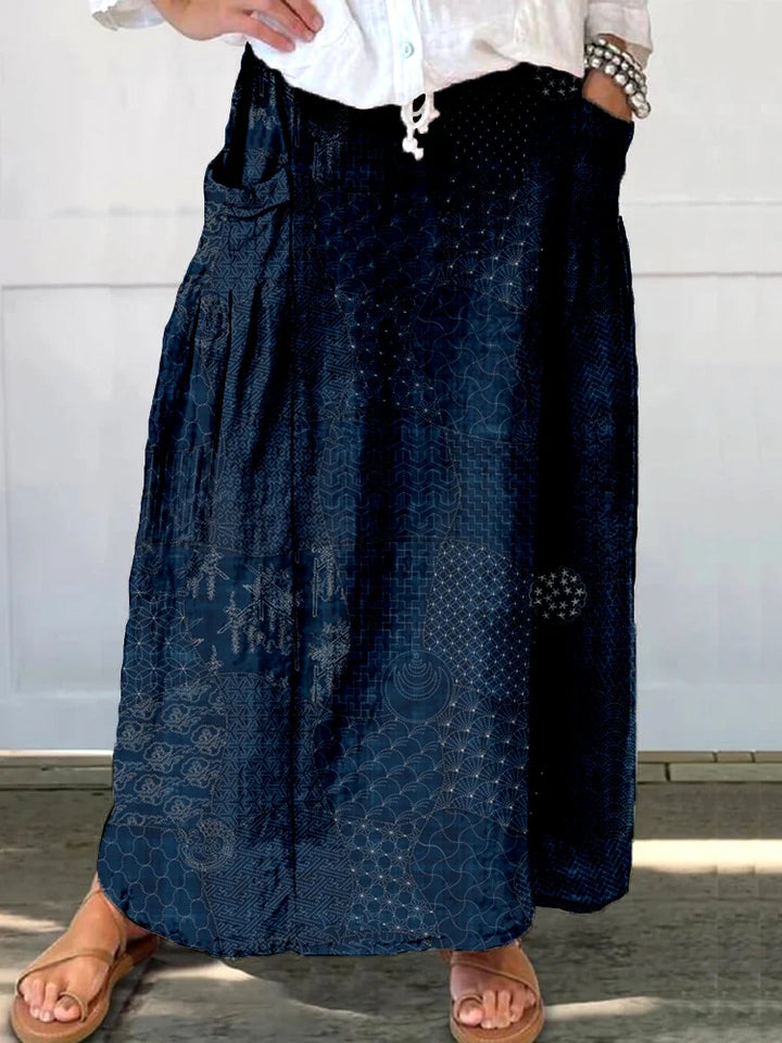 Sashiko Inspired Pocket Skirt