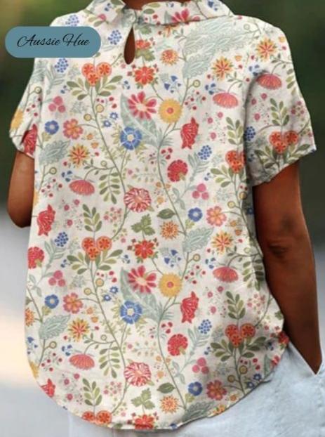 Pastoral Floral Cotton And Linen Top