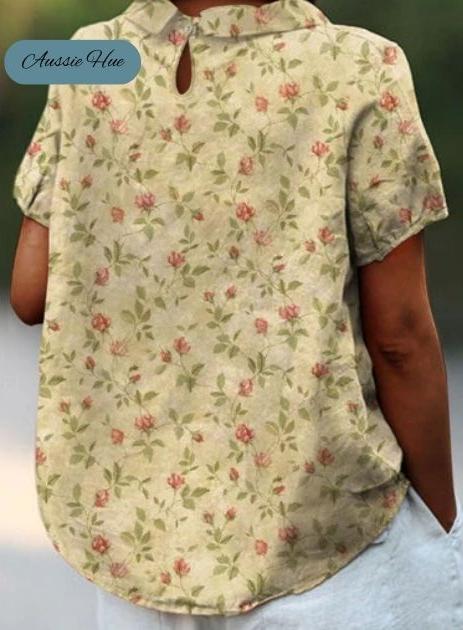 Garden-Inspired Beige Floral Shirt