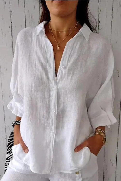 Relaxed Fit Button-Down Top