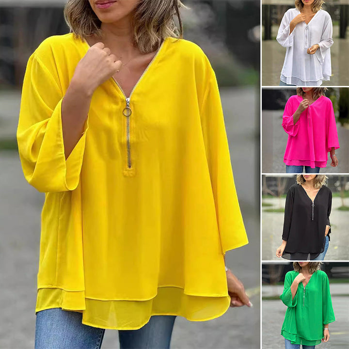 Chiffon Top with Zipper