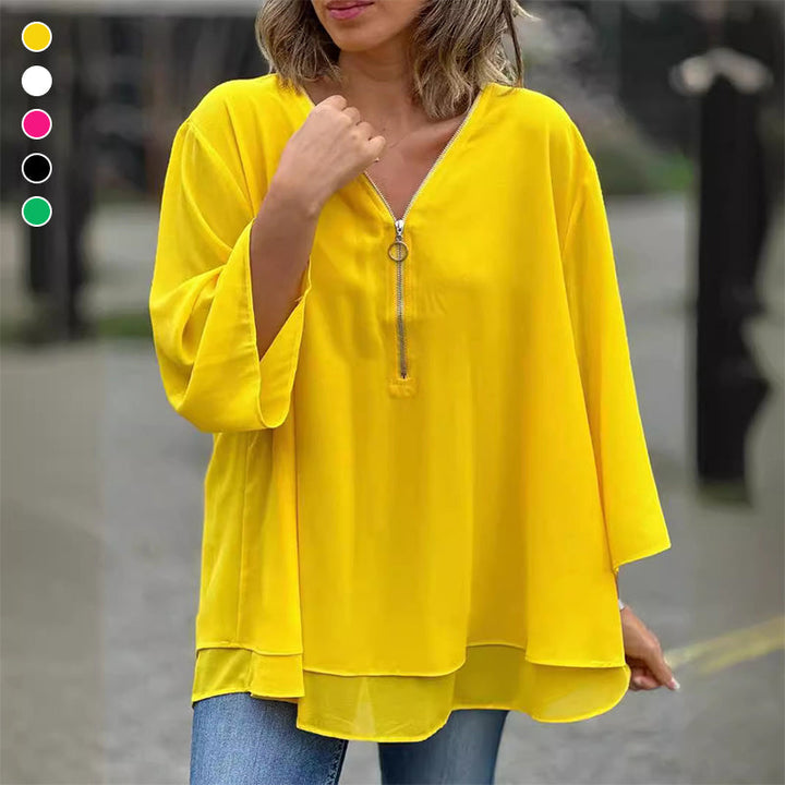 Chiffon Top with Zipper