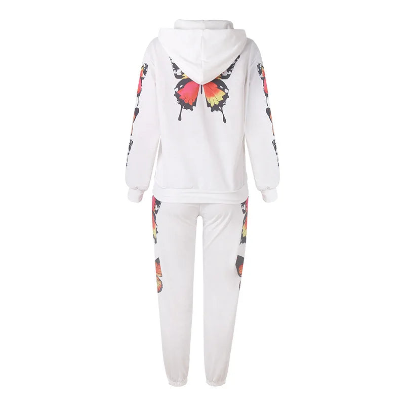 Butterfly Print Hoodie Jacket Sets002