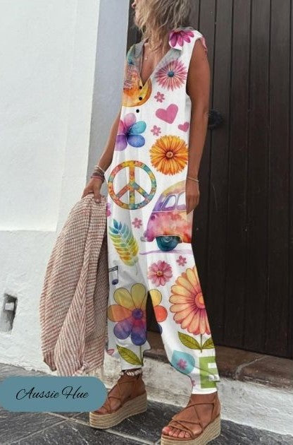 Colorful Sleeveless Floral Jumpsuit