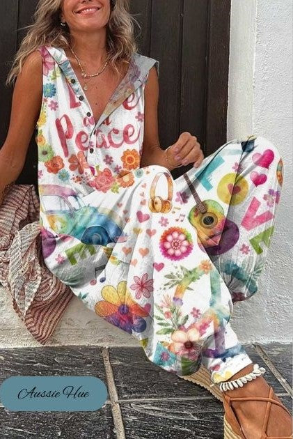 Colorful Sleeveless Floral Jumpsuit