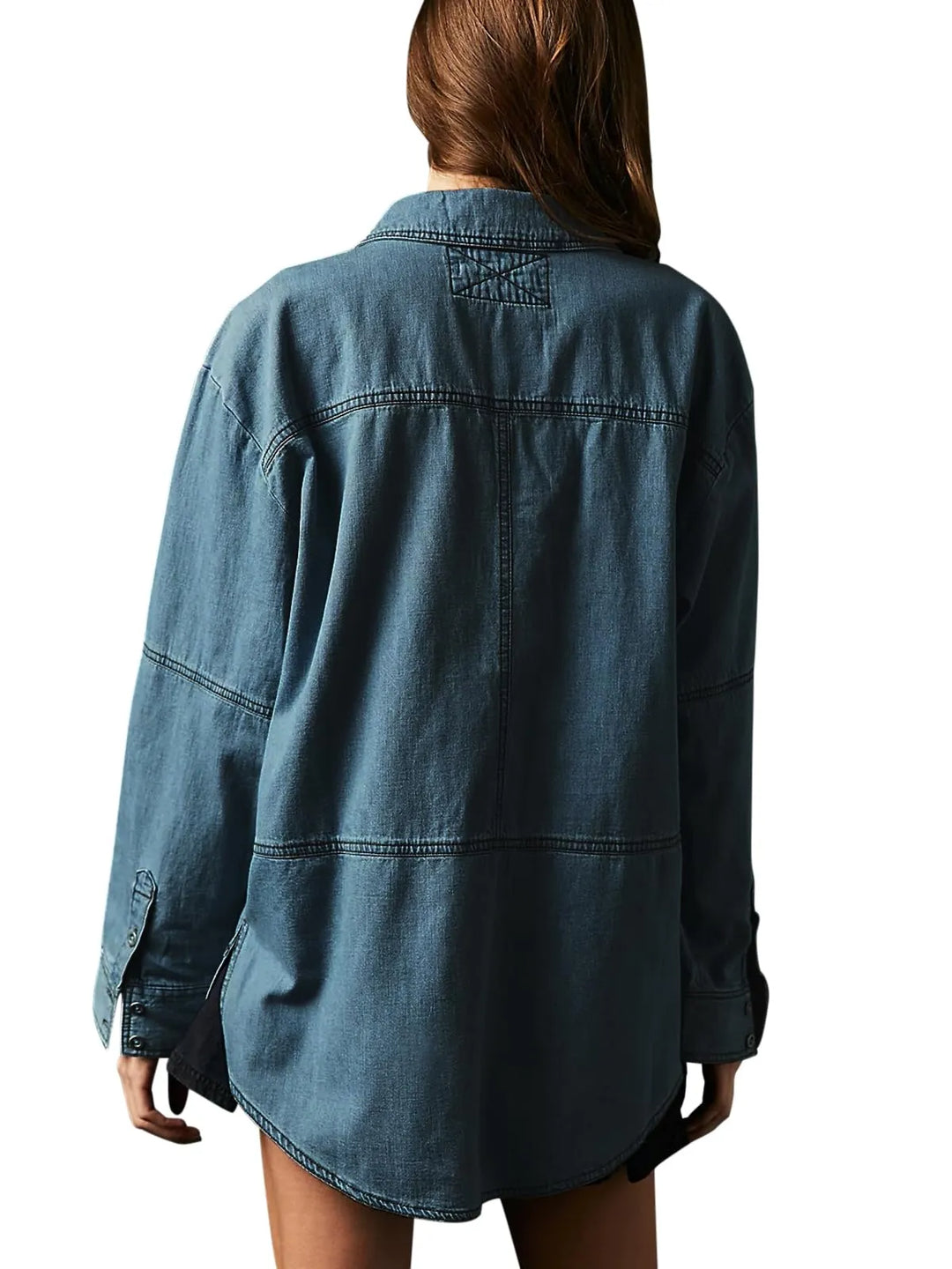 Perfect V-Neck Denim Shirt_NavyBlue02