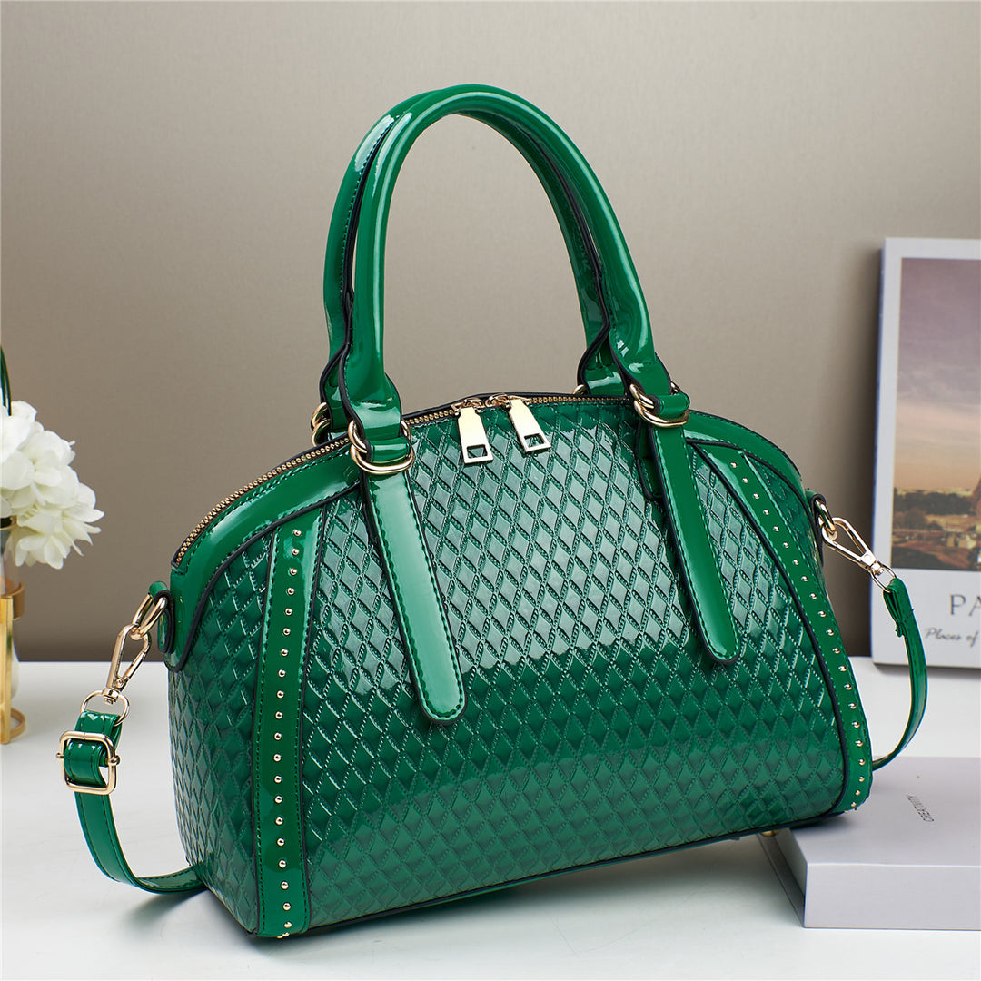 Diamond Stitch Leather Handbag