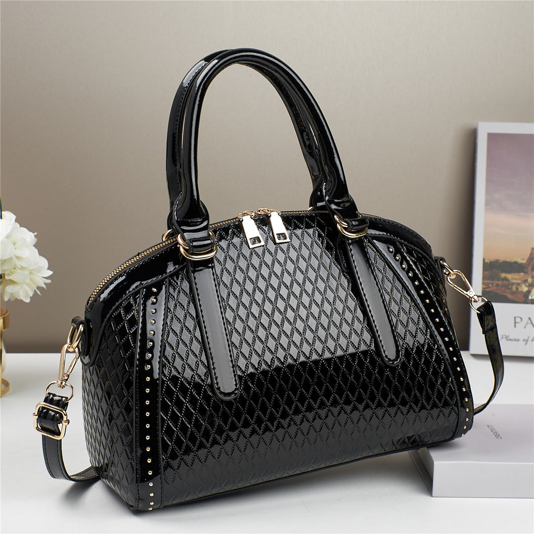 Diamond Stitch Leather Handbag