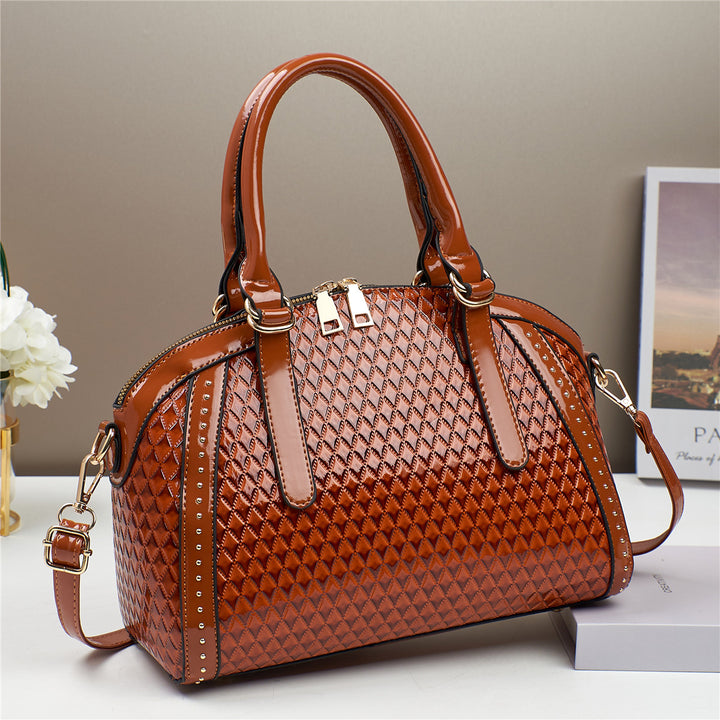 Diamond Stitch Leather Handbag