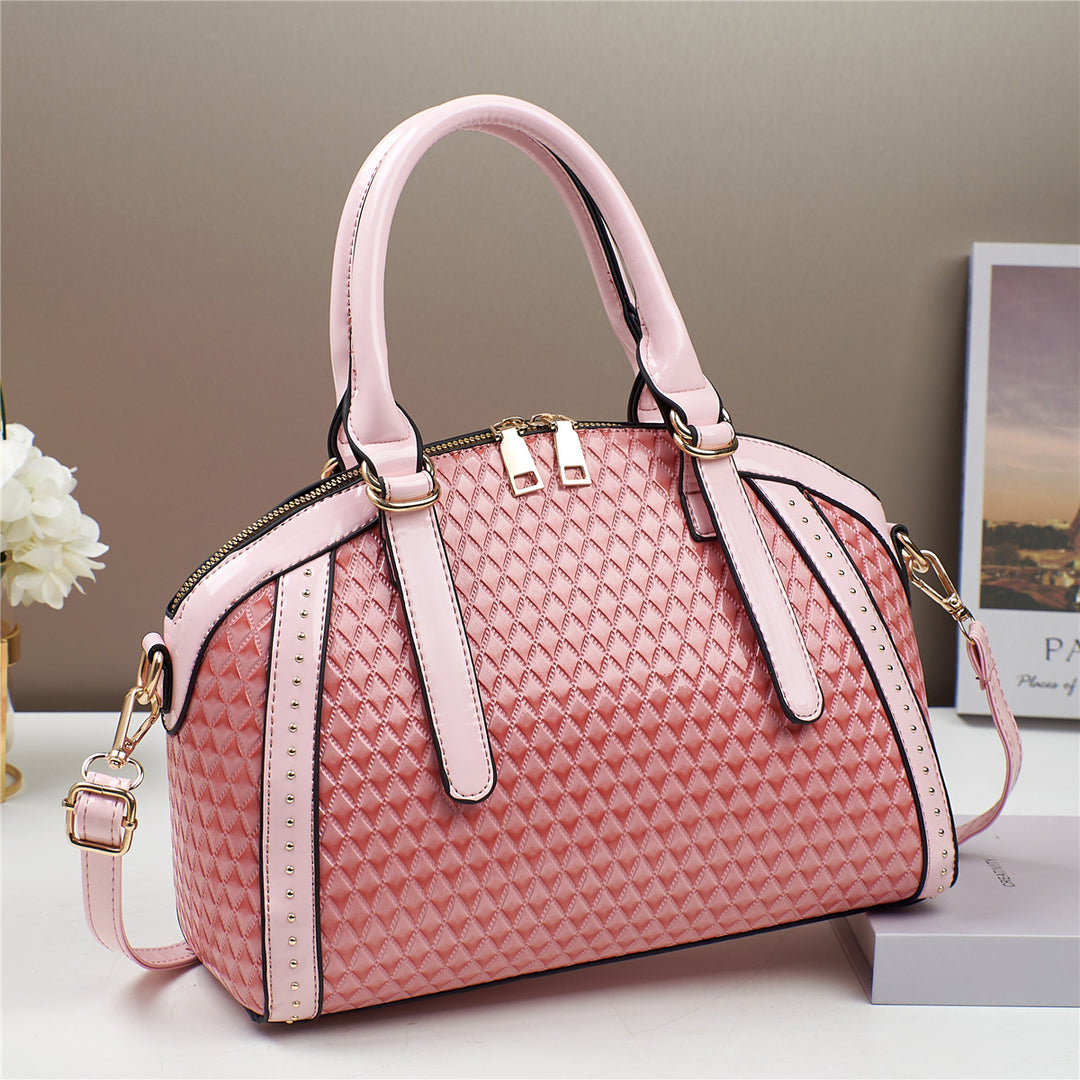 Diamond Stitch Leather Handbag