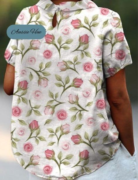 White Floral Vintage Design Shirt
