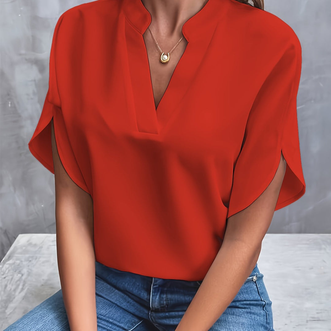 Judy | Flared Sleeve Shirt_Red