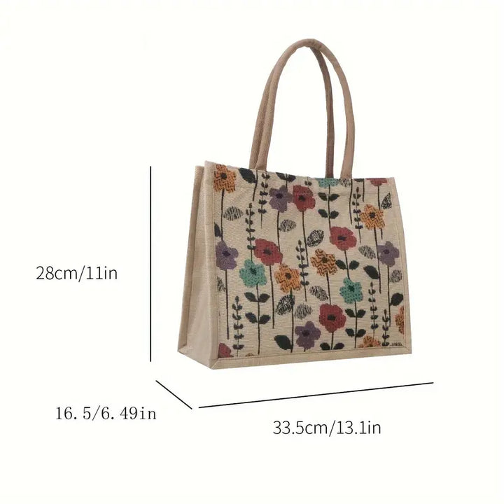 Amelie™ Chic Floral Jute Tote Bag