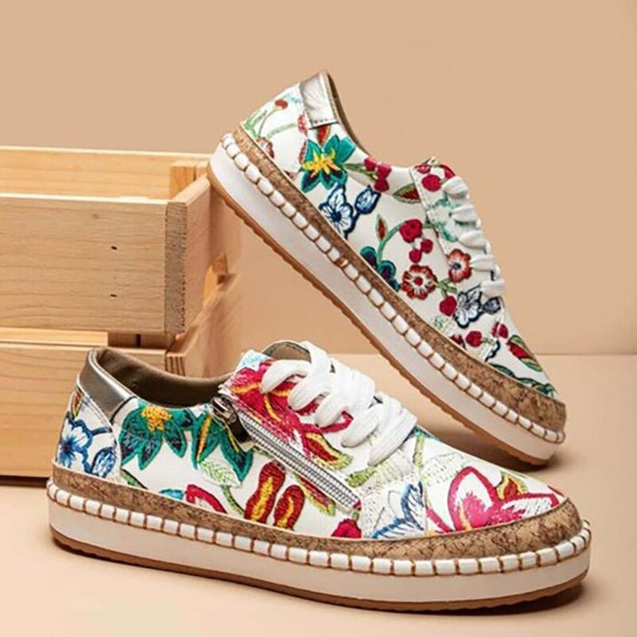 Floral Orthopedic Zipper Sneakers