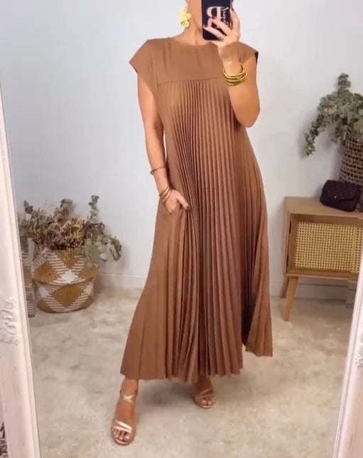 Classic Pleated Maxi Dress