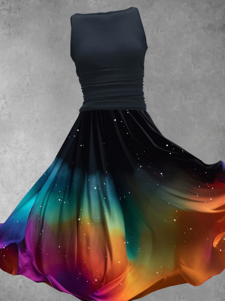 Vivid Rainbow Flare Dress