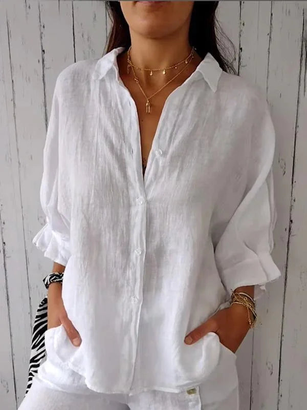 Relaxed Fit Button-Down Top