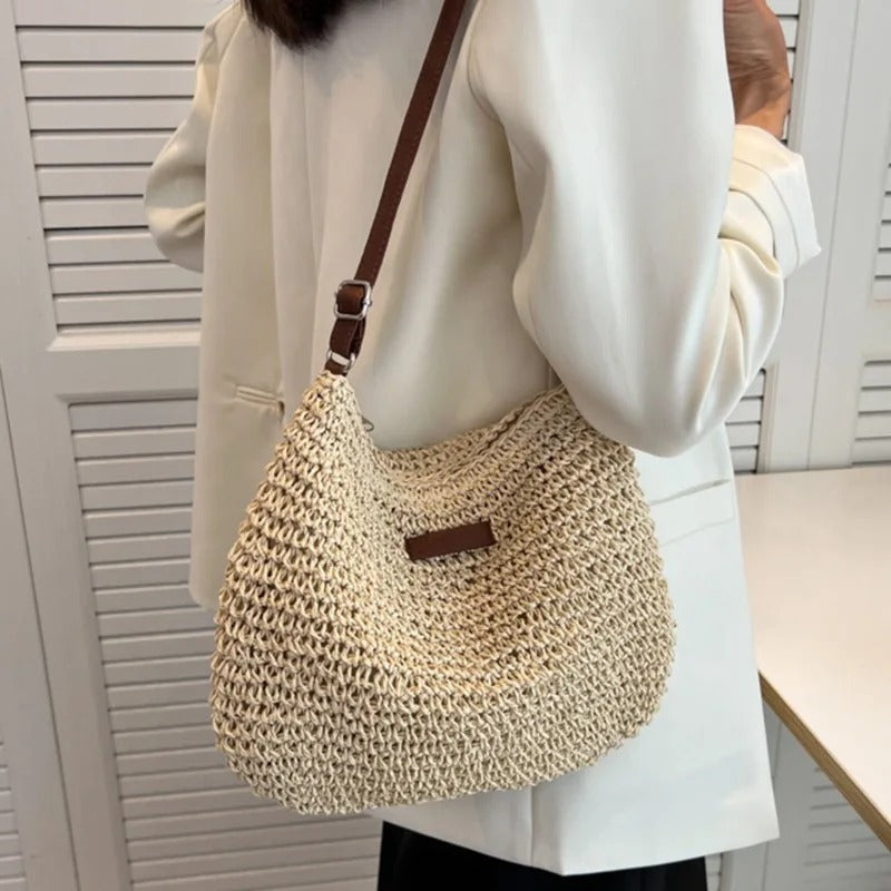 Straw Crossbody Bag_Beige