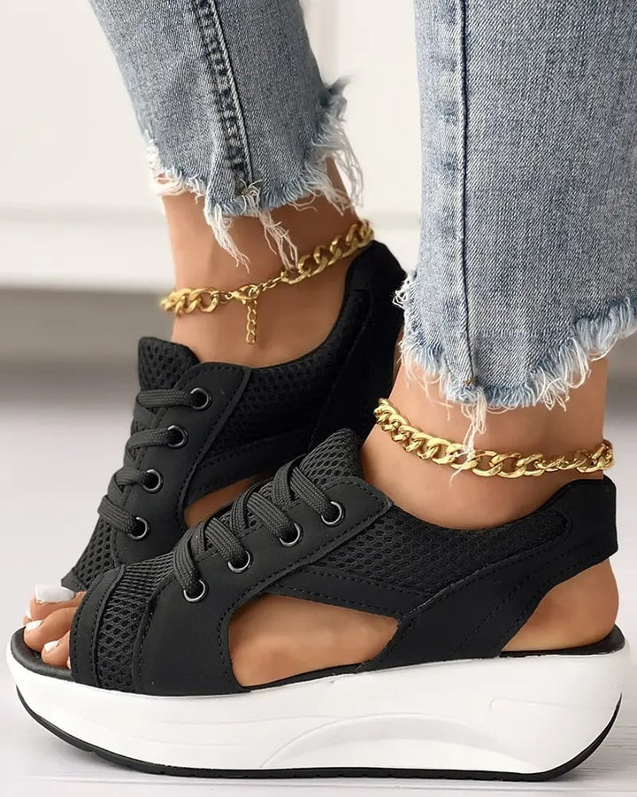 Orthopedic Lace-Up Mesh Sandals