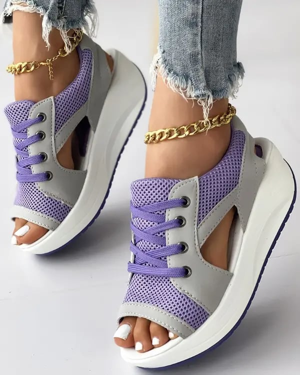 Orthopedic Lace-Up Mesh Sandals