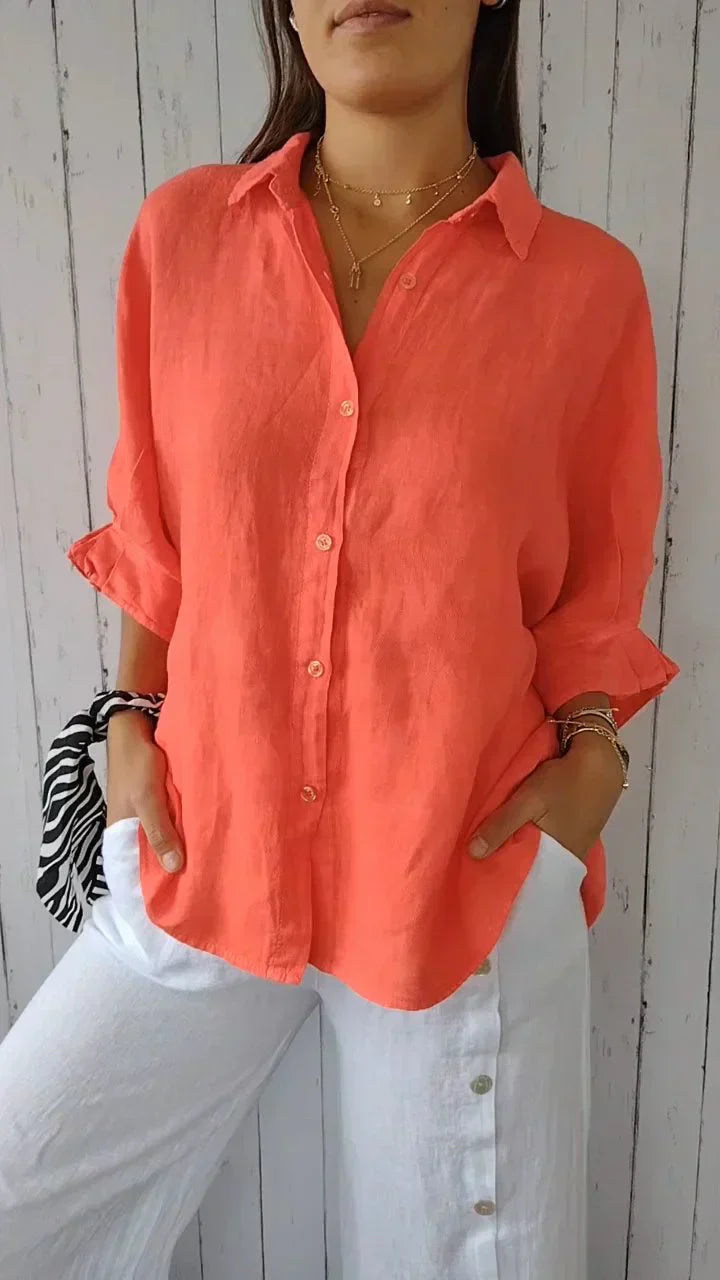 Relaxed Fit Button-Down Top