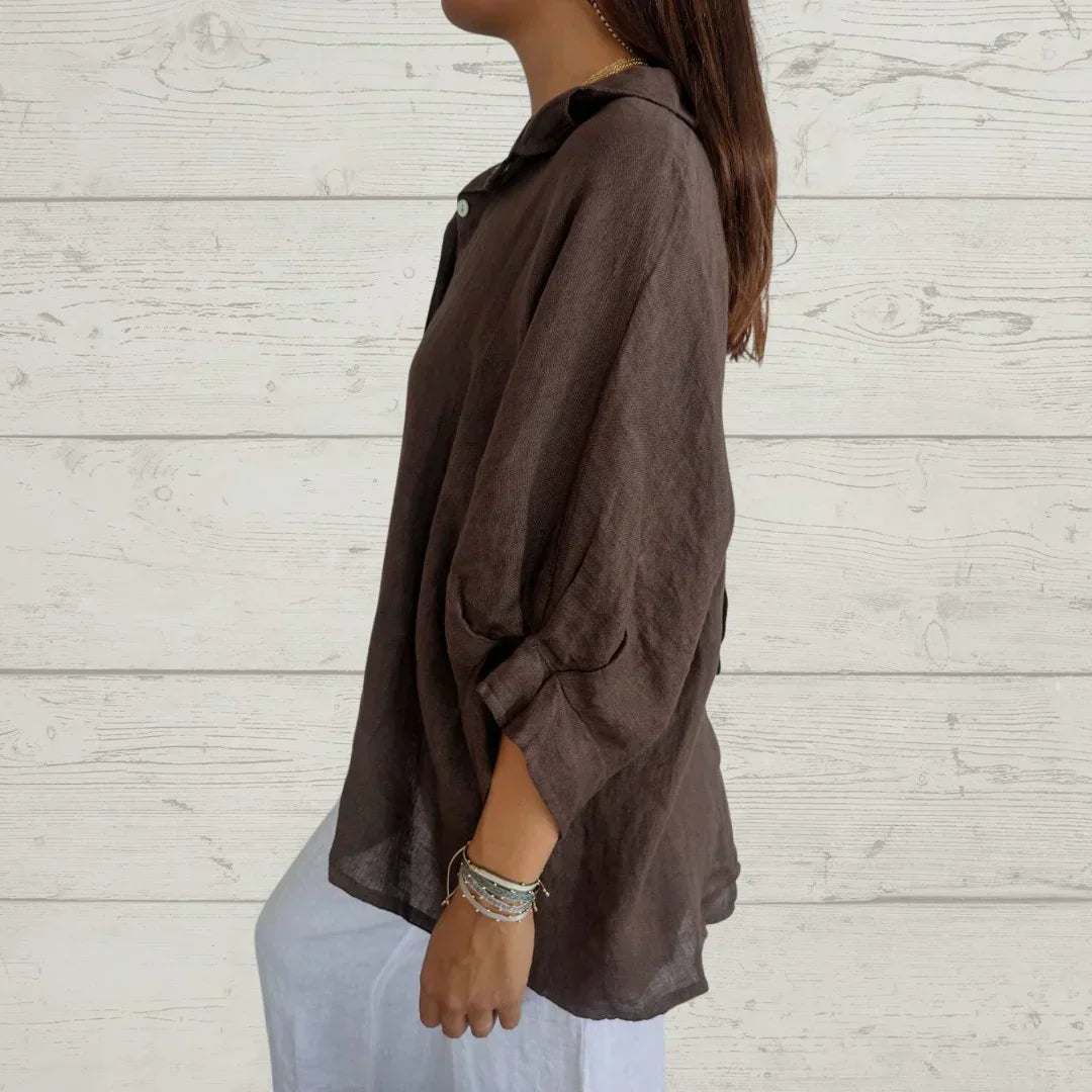 Relaxed Fit Button-Down Top